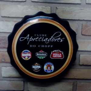 PLACA DECORATIVA TAMPA DE GARRAFA CLUBE APRECIADORES DO CHOPP